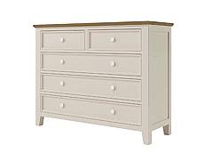 Provensálská komoda LEVANDE K8P5S SLIM z masivu: krémová