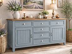 Provensálská komoda LEVANDE SLIM K2P z masivu šedomodrá