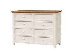 Provensálská komoda PROVENCE K8P SLIM z masivu: krémová