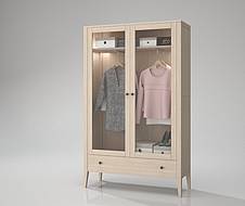 Šatní skříň MAROKO SST3 prosklená přírodní buk