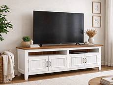 TV stolek LEVANDE SLIM K5P s dubovou deskou :bílý